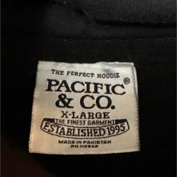 Pacific & Co. Surf Style Destin FL Hoodie X-Large Black Fleece Pullover Kangaroo - Picture 3 of 6